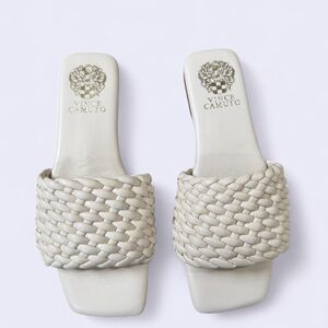 Vince Camuto Leather Quilted Slide Sandals Arissa Creamy White - US women’s 7